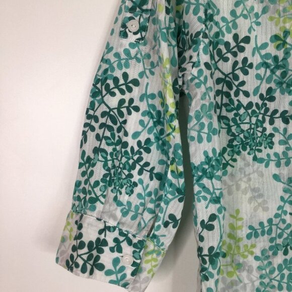 Woolrich blouse roll up sleeves green leaves - Picture 5 of 8